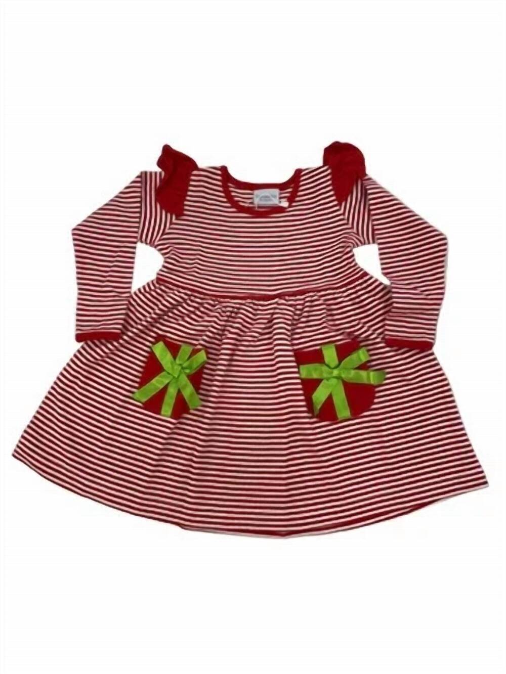 NEW SQUIGGLES girl's holiday packages pocket knit dress in red
